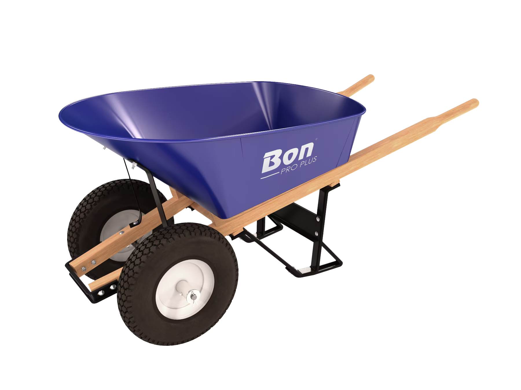 Bon 11 - 676 Double Knobby Tire Steel Wheel Barrow - 6 cu ft Tray - Wood Handle
