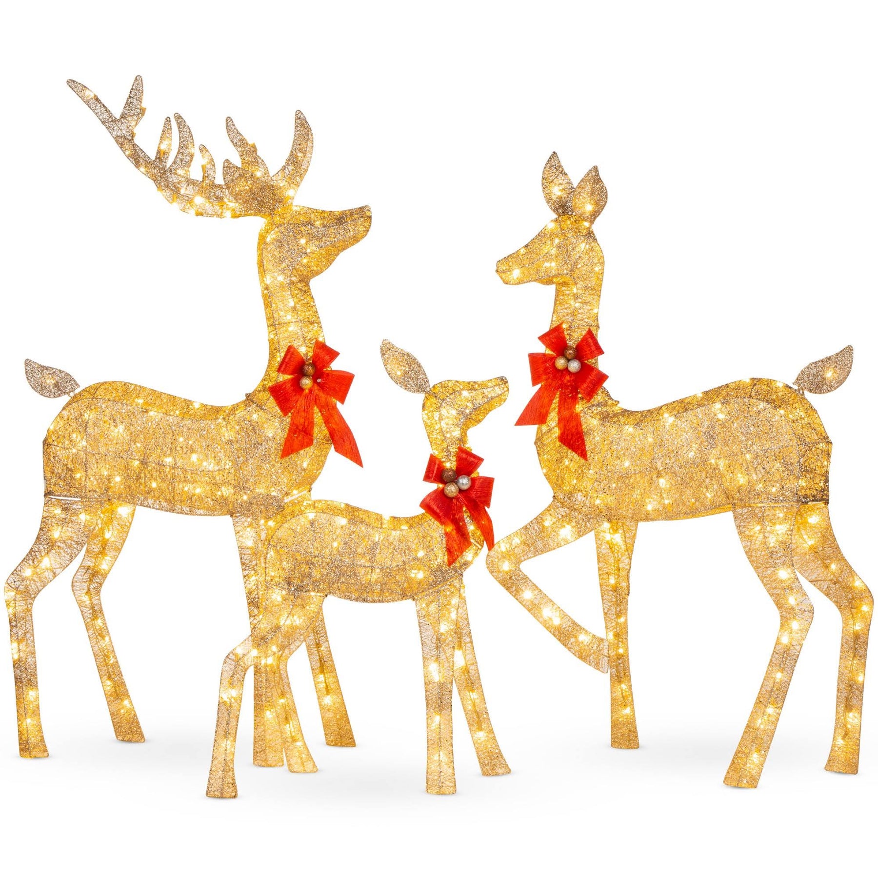 Best Choice Products 3-Piece Lighted Christmas Deer Set Outdoor Yard Decoration with 360 LED Lights Stakes Zip Ties