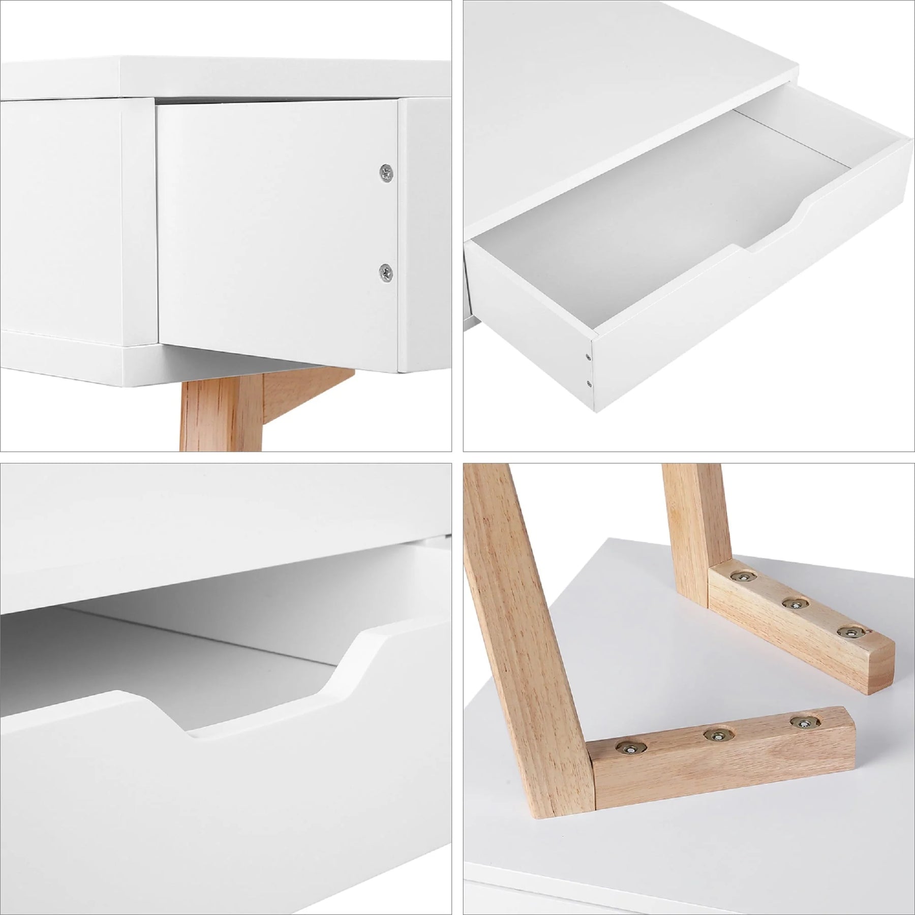 Homfa White Desk with Drawers, Study Work Desk Table for Home Office Writing